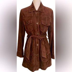 LILLY PULITZER GORGEOUS LAMB SUEDE 3/4 TRENCH JACKET- SIZE MEDIUM